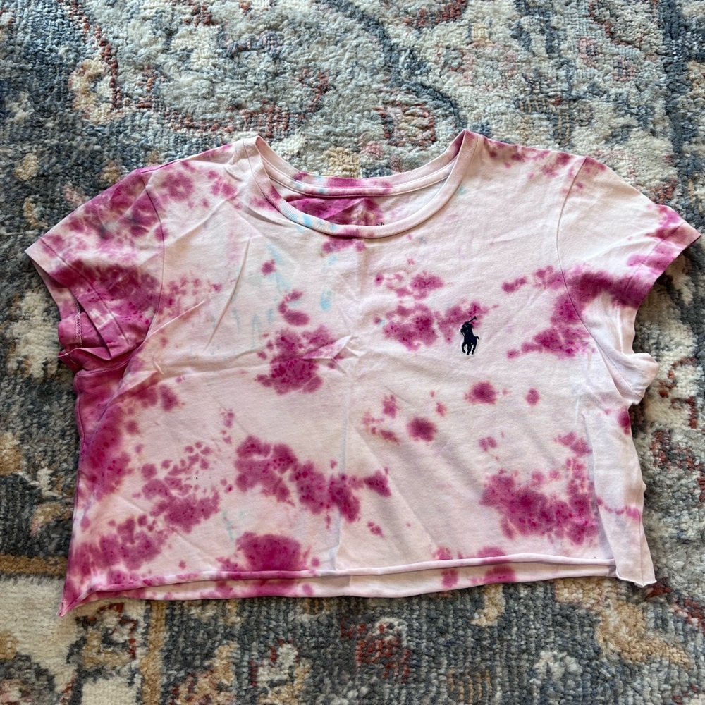 Ralph Lauren Cropped Tie-dye Tee Size Small